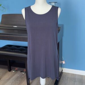 Athleta Side Split Yoga Tank Top Soft High Navy Blue Size Medium